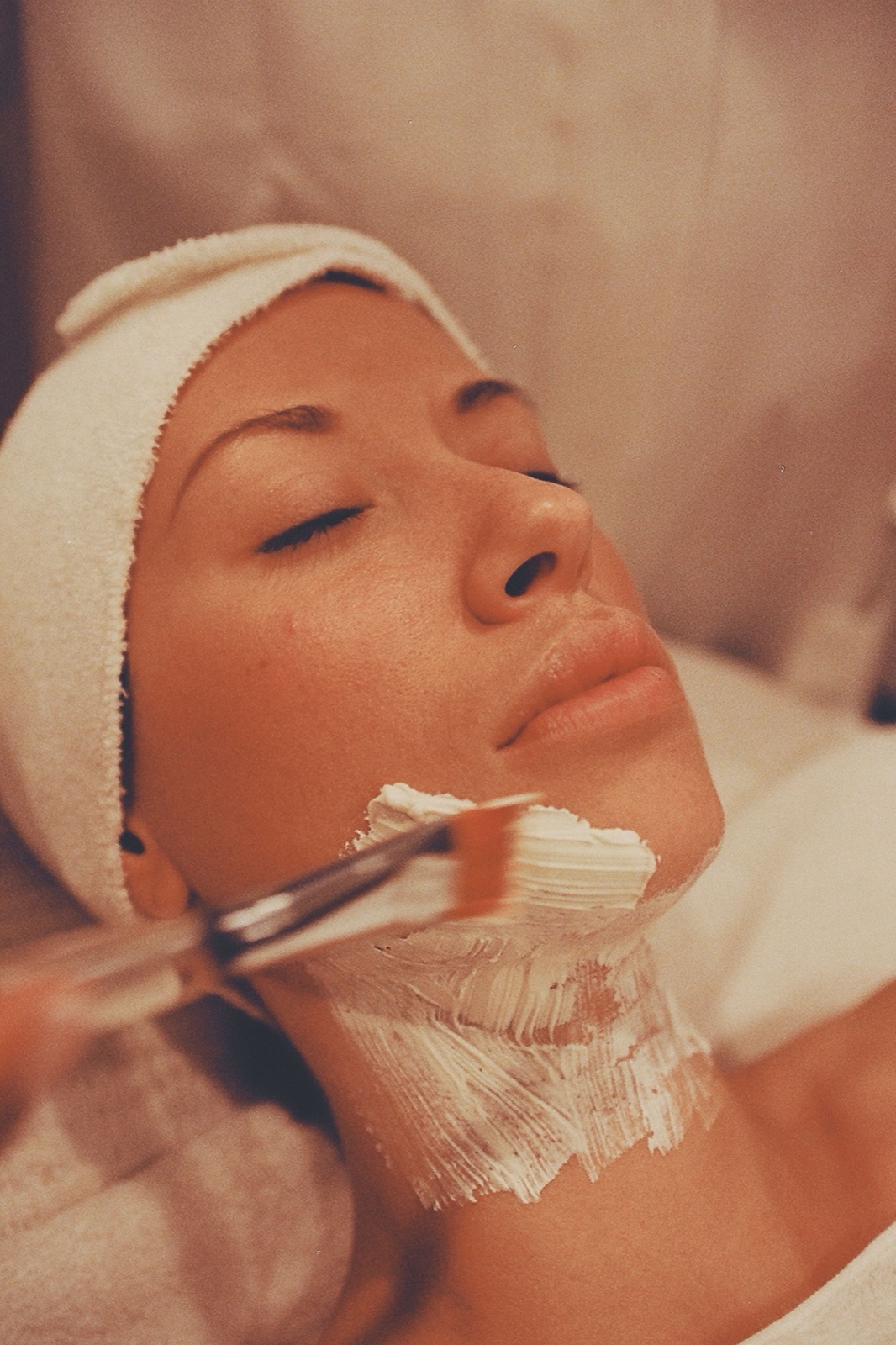Close-up of a relaxing facial mask treatment at Amenities Day Spa and Salon in Fresno